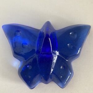 Fire & Light Hope Butterfly Paperweight Cobalt Blue Recycled Glass Signed EUC